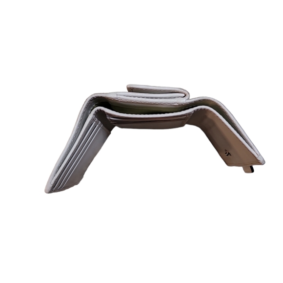 Coach Lime Green Signature & White Leather  Buckle Wallet with Coin Pouch - Picture 4 of 5